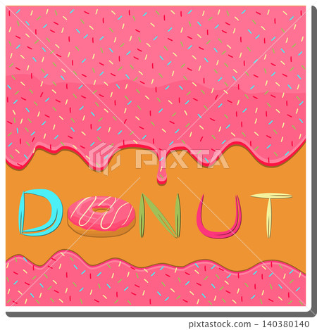 Sweet liquid jam pink dripping down waffle donut Sweet liquid jam pink dripping down waffle donut 140380140
