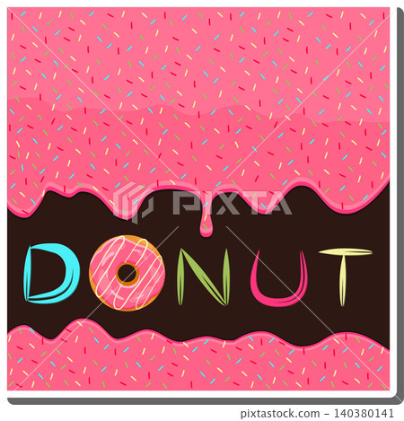 Sweet liquid jam pink dripping down waffle donut Sweet liquid jam pink dripping down waffle donut 140380141