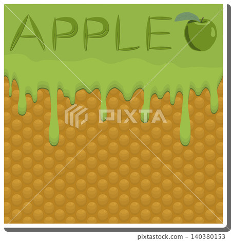 Sweet liquid jam apple dripping down waffle cookie Sweet liquid jam apple dripping down waffle cookie 140380153