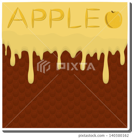 Sweet liquid jam apple dripping down waffle cookie Sweet liquid jam apple dripping down waffle cookie 140380162