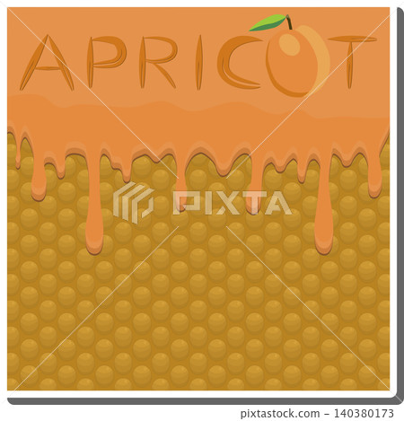 Sweet liquid jam apricot dripping down waffle cookie Sweet liquid jam apricot dripping down waffle cookie 140380173