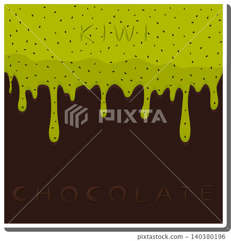 Sweet liquid jam kiwi dripping down chocolate Sweet liquid jam kiwi dripping down chocolate 140380196