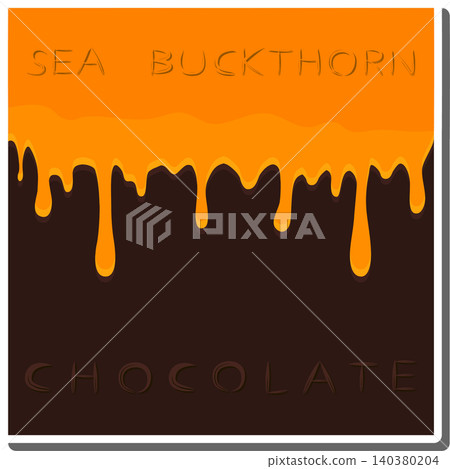 Sweet liquid jam sea buckthorn dripping down chocolate Sweet liquid jam sea buckthorn dripping down chocolate 140380204