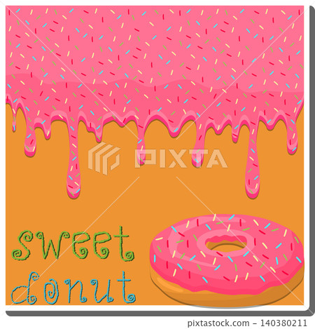 Sweet liquid jam pink dripping down waffle donut Sweet liquid jam pink dripping down waffle donut 140380211