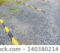 Gravel Parking Lot with Wheel Stops and Empty Outdoor Parking Space 140380214