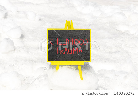 Childhood trauma words symbol. Concept words Childhood trauma on beautiful black blackboard. Beautiful white snow background. Psychological childhood trauma support concept. Copy space. Childhood trauma words symbol. Concept words Childhood trauma on beautiful black blackboard. Beautiful white snow background. Psychological childhood trauma support concept. Copy space. 140380272