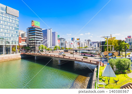 Fukuoka: Nishi-Ohashi Bridge and the cityscape of Hakata Fukuoka: Nishi-Ohashi Bridge and the cityscape of Hakata 140380367