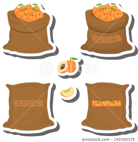 Big food set from tasty apricot in large textured sacks Big food set from tasty apricot in large textured sacks 140380376