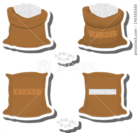 Big food set from tasty sugar in large textured sacks Big food set from tasty sugar in large textured sacks 140380380