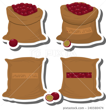 Big fruit set from tasty passion in large textured sacks Big fruit set from tasty passion in large textured sacks 140380474