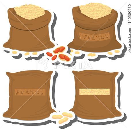 Big nut set from tasty peanut in large textured sacks 140380480