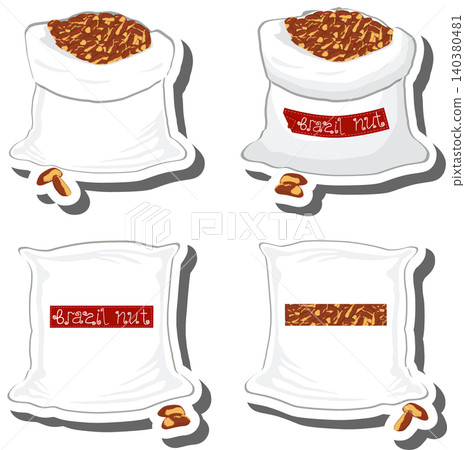 Big set from tasty brazil nut in large textured sacks 140380481