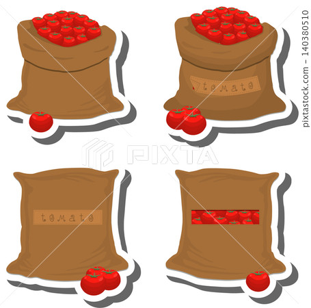 Big vegetable set from tasty tomato in large textured sacks Big vegetable set from tasty tomato in large textured sacks 140380510