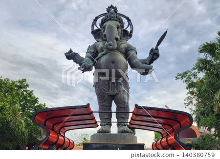 Giant Bronze Standing Ganesha Statue at Khlong Khuean International Park, Chachoengsao, Thailand Giant Bronze Standing Ganesha Statue at Khlong Khuean International Park, Chachoengsao, Thailand 140380759