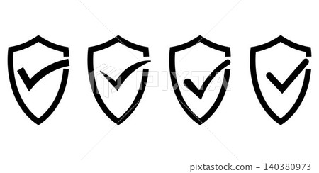 Shield Check Mark Icon Collection 140380973
