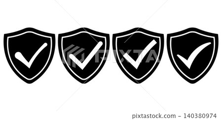 Shield Check Mark Icon Collection Shield Check Mark Icon Collection 140380974
