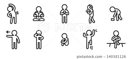 People Action Icon Set - Line Outline 140381126