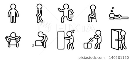 People Action Icon Set - Line Outline People Action Icon Set - Line Outline 140381130
