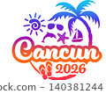 Cancun 2026 with Vacation and Trip Elements - Palm Tree Sunglasses Dolphin 140381244
