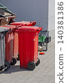 Red Plastic Wheelie Bin 140381386