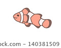 Simple illustration of a clownfish in pale tones. 140381509