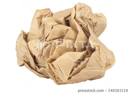 The paper food bag is crumpled and creased ball The paper food bag is crumpled and creased ball 140381519