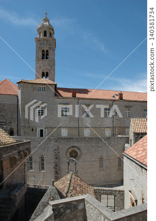 The Dominican Monastery Bell Tower and Stone Buildings in Dubrovnik The Dominican Monastery Bell Tower and Stone Buildings in Dubrovnik 140381734