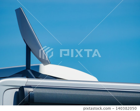 Awning on side of caravan and Starlink terminal on roof Awning on side of caravan and Starlink terminal on roof 140382050