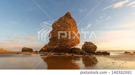 Torre del Loro watchtower ruin on Mazagon beach, Huelva, Spain. Torre del Loro watchtower ruin on Mazagon beach, Huelva, Spain. 140382091