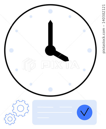 Time management, productivity tools, scheduling, workflow, efficiency, project planning. A clock with gears and a checklist icon. Time management and productivity tools concept 140382121