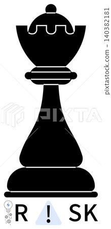 Strategy, decision making, planning, competition, risk evaluation, leadership. Silhouette of a chess king with risk alert symbol. Strategy and risk evaluation concept Strategy, decision making, planning, competition, risk evaluation, leadership. Silhouette of a chess king with risk alert symbol. Strategy and risk evaluation concept 140382181