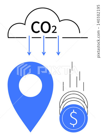 Carbon footprint tracking, economic impact, sustainability, pollution analytics, emission reduction, environmental policy. ion of CO2, a location marker and coins. Carbon tracking and economic Carbon footprint tracking, economic impact, sustainability, pollution analytics, emission reduction, environmental policy. ion of CO2, a location marker and coins. Carbon tracking and economic 140382195