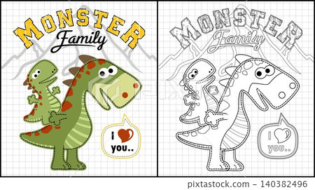 Coloring book of cute monster cartoon Coloring book of cute monster cartoon 140382496