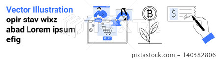 E-commerce platforms, cryptocurrency, green business, online transactions, financial technology, digital shopping. Shopping cart, Bitcoin payment receipt. E-commerce and cryptocurrency E-commerce platforms, cryptocurrency, green business, online transactions, financial technology, digital shopping. Shopping cart, Bitcoin payment receipt. E-commerce and cryptocurrency 140382806