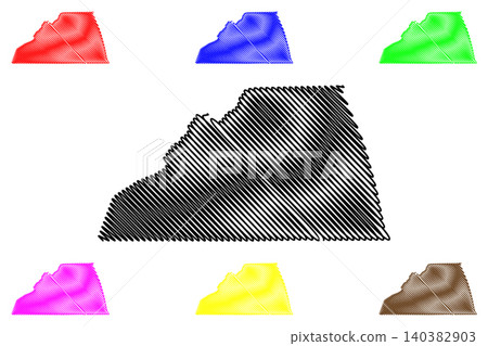 Scott County, Commonwealth of Virginia (U.S. county, United States of America, USA, U.S., US) map vector illustration, scribble sketch Scott map 140382903
