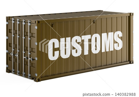 Customs concept with shipping container. 3D rendering Customs concept with shipping container. 3D rendering 140382988