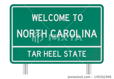 North Carolina, welcome road sign. 3D rendering North Carolina, welcome road sign. 3D rendering 140382998