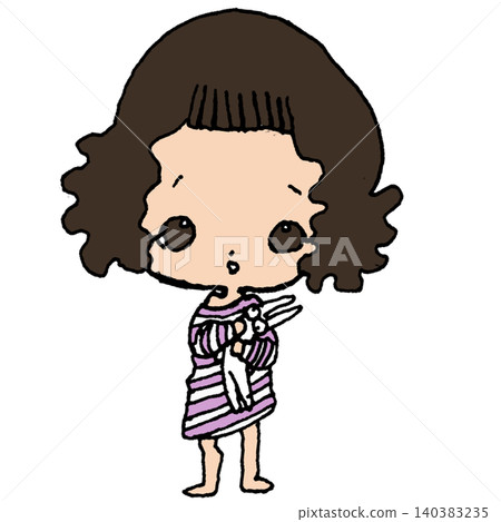 Holding a baby doll Holding a baby doll 140383235