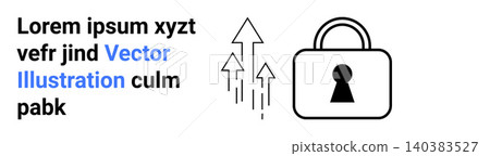 Data security, online protection, cybersecurity solutions, encryption, secure growth, safety mechanisms. Padlock symbol with upward arrows. Data security and online protection concept Data security, online protection, cybersecurity solutions, encryption, secure growth, safety mechanisms. Padlock symbol with upward arrows. Data security and online protection concept 140383527