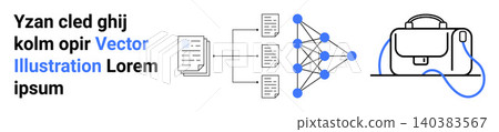 Artificial intelligence, machine learning, education tools, neural networks, data science, technology advancement. Network diagram connecting nodes and documents. Machine learning and education tools Artificial intelligence, machine learning, education tools, neural networks, data science, technology advancement. Network diagram connecting nodes and documents. Machine learning and education tools 140383567