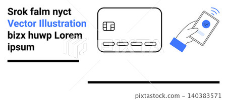 Digital payments, contactless technology, online transactions, mobile security, financial security, authentication. Credit card and phone with verification icon. Digital payments and contactless 140383571
