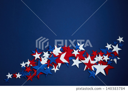 Red white blue patriotic stars on dark blue background Red white blue patriotic stars on dark blue background 140383784