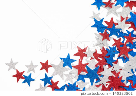 Red white and blue glitter stars creating patriotic border Red white and blue glitter stars creating patriotic border 140383801