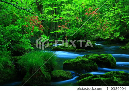 美麗的奧入瀨溪谷,綠意盎然 美麗的奧入瀨溪谷,綠意盎然 140384004