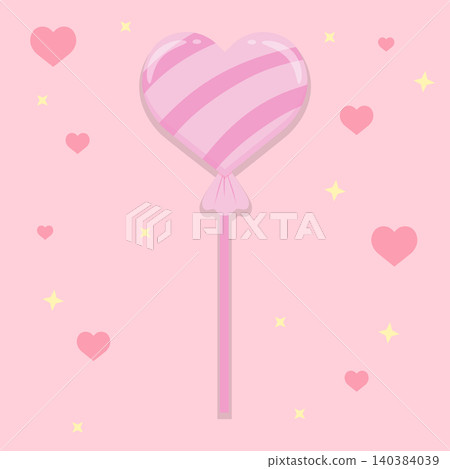 Pastel Light Pink Heart Shaped Lollipop Candy on Pink Background Cute Valentine Vector Illustration Pastel Light Pink Heart Shaped Lollipop Candy on Pink Background Cute Valentine Vector Illustration 140384039