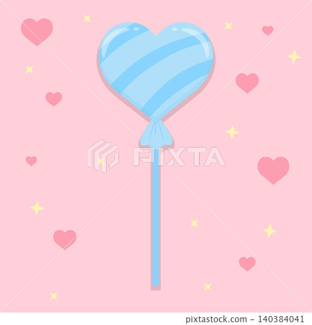 Pastel Blue Heart Shaped Lollipop Candy on Pink Background Cute Valentine Vector Illustration Pastel Blue Heart Shaped Lollipop Candy on Pink Background Cute Valentine Vector Illustration 140384041