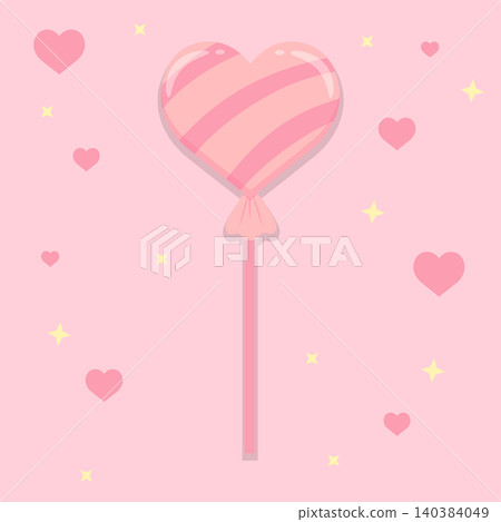 Pastel Pink Heart Shaped Lollipop Candy on Pink Background Cute Valentine Vector Illustration Pastel Pink Heart Shaped Lollipop Candy on Pink Background Cute Valentine Vector Illustration 140384049