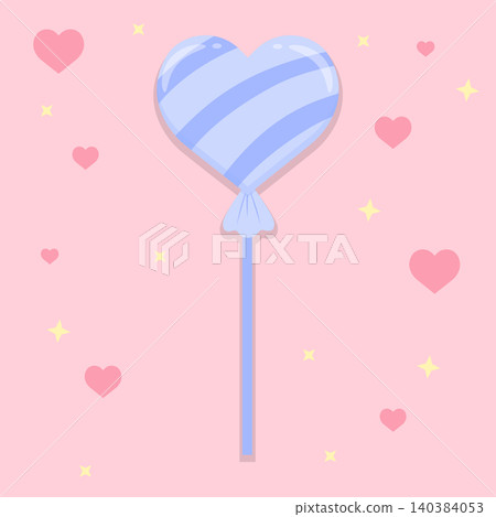 Pastel Periwinkle Heart Shaped Lollipop Candy on Pink Background Cute Valentine Vector Illustration Pastel Periwinkle Heart Shaped Lollipop Candy on Pink Background Cute Valentine Vector Illustration 140384053
