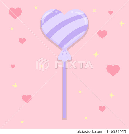astel Purple Heart Shaped Lollipop Candy on Pink Background Cute Valentine Vector Illustration astel Purple Heart Shaped Lollipop Candy on Pink Background Cute Valentine Vector Illustration 140384055