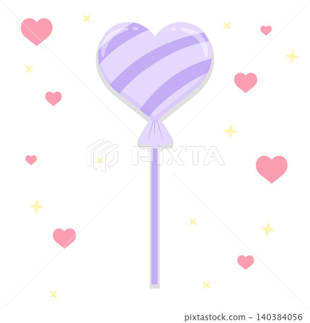 Pastel Purple Heart Shaped Lollipop Candy Cute Sweet Confectionery Vector Illustration Pastel Purple Heart Shaped Lollipop Candy Cute Sweet Confectionery Vector Illustration 140384056